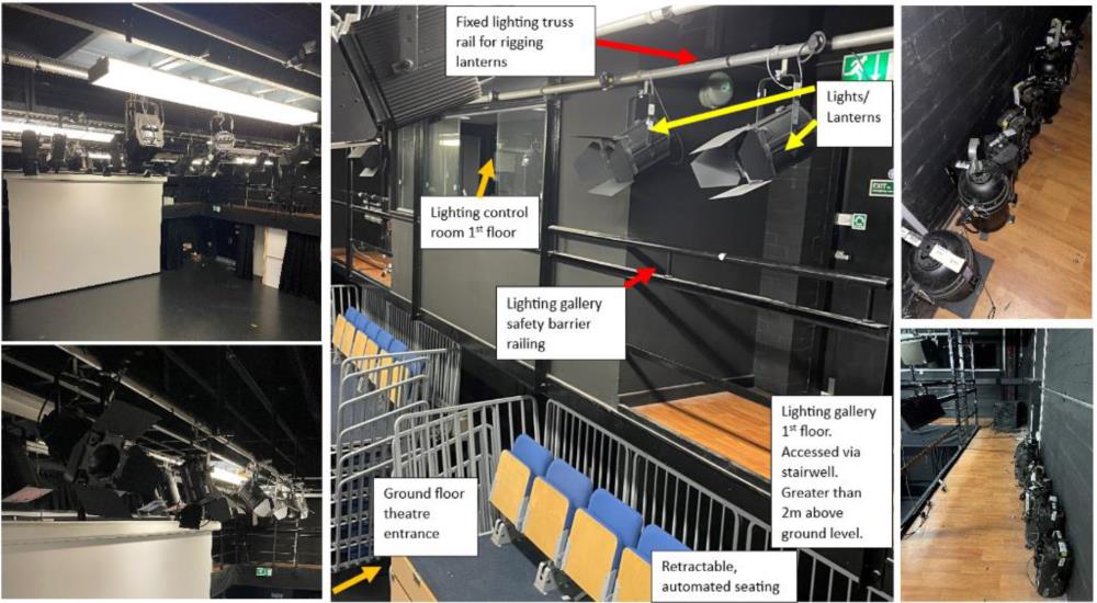 Photographs of an arts theatre environment and layout. 