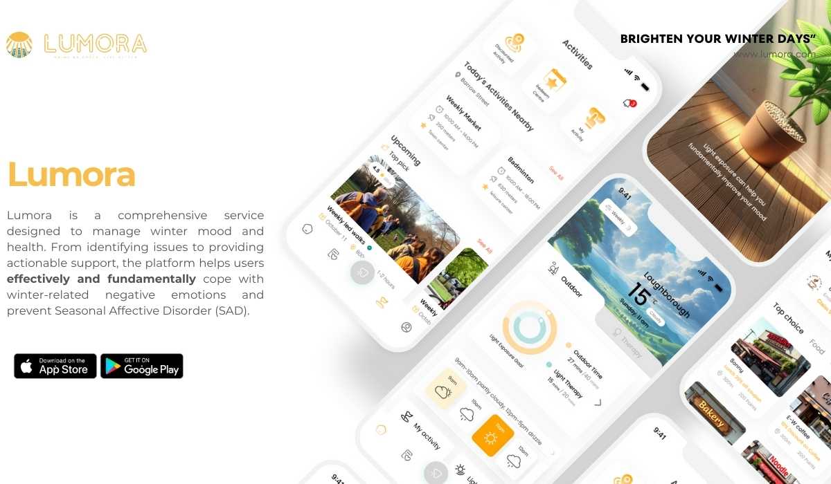 Lumora is a comprehensive service designed to manage winter mood and health. From identifying issues to providing actionable support, the platform helps users effectively and fundamentally cope with winter-related negative emotions and prevent Seasonal Affective Disorder (SAD).