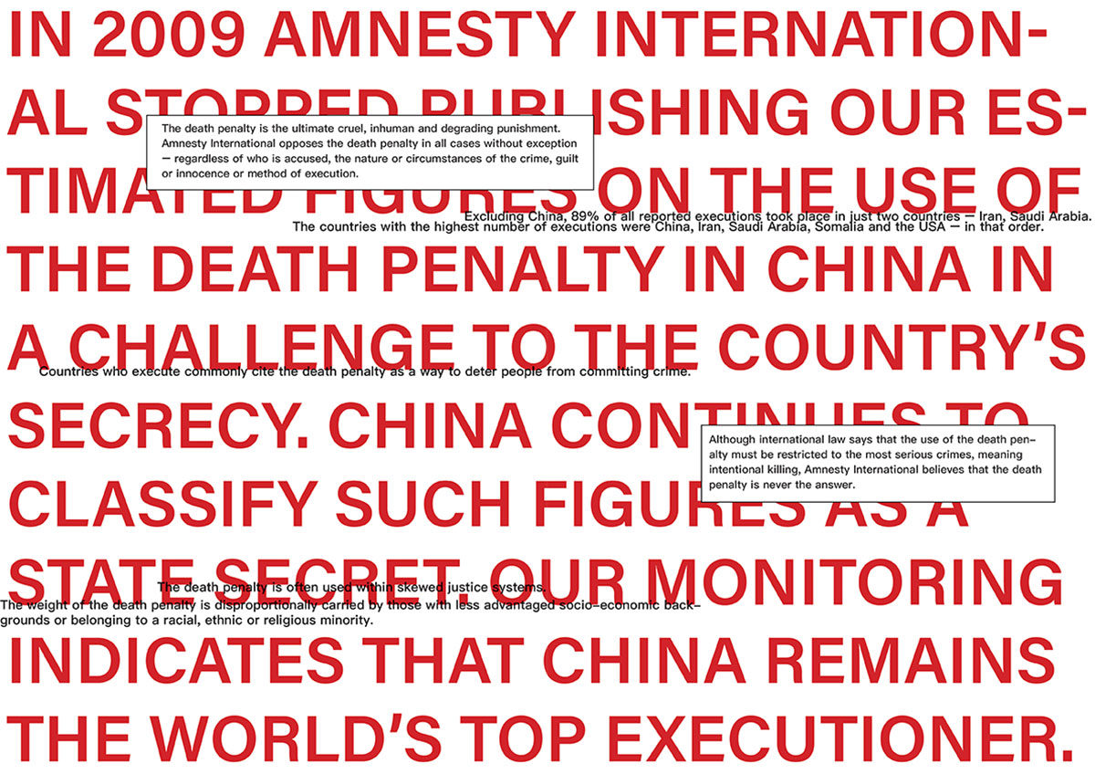 The layout depicts China's present attitude towards the death penalty.