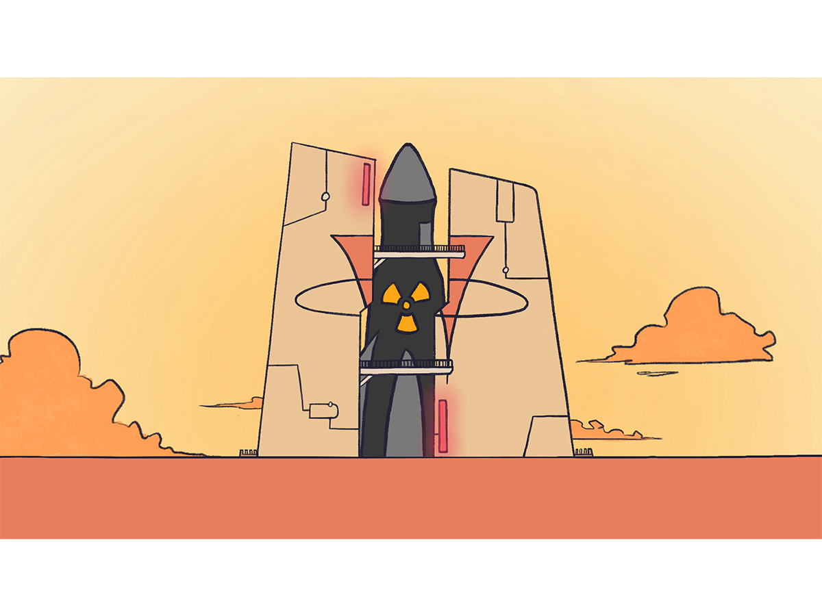 Screenshot of the animation: nuclear launch is ready.